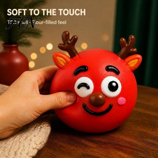 DIY Face Changing Toy 1/5Pcs Christmas Stress Relief Toy, Reindeer Snowman Ball with Balls Detachable Expression Accessory, Soft Squeeze Sensory Party