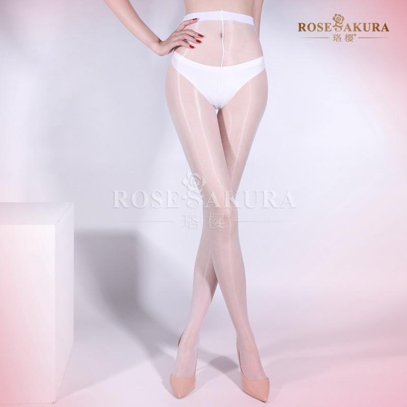 5D Sexy Aurora Oily One-Line Crotch Stockings Silky Smooth Crotchless Pantyhose Ultra-Thin Women Summer Fashion Ol Jk Ootd