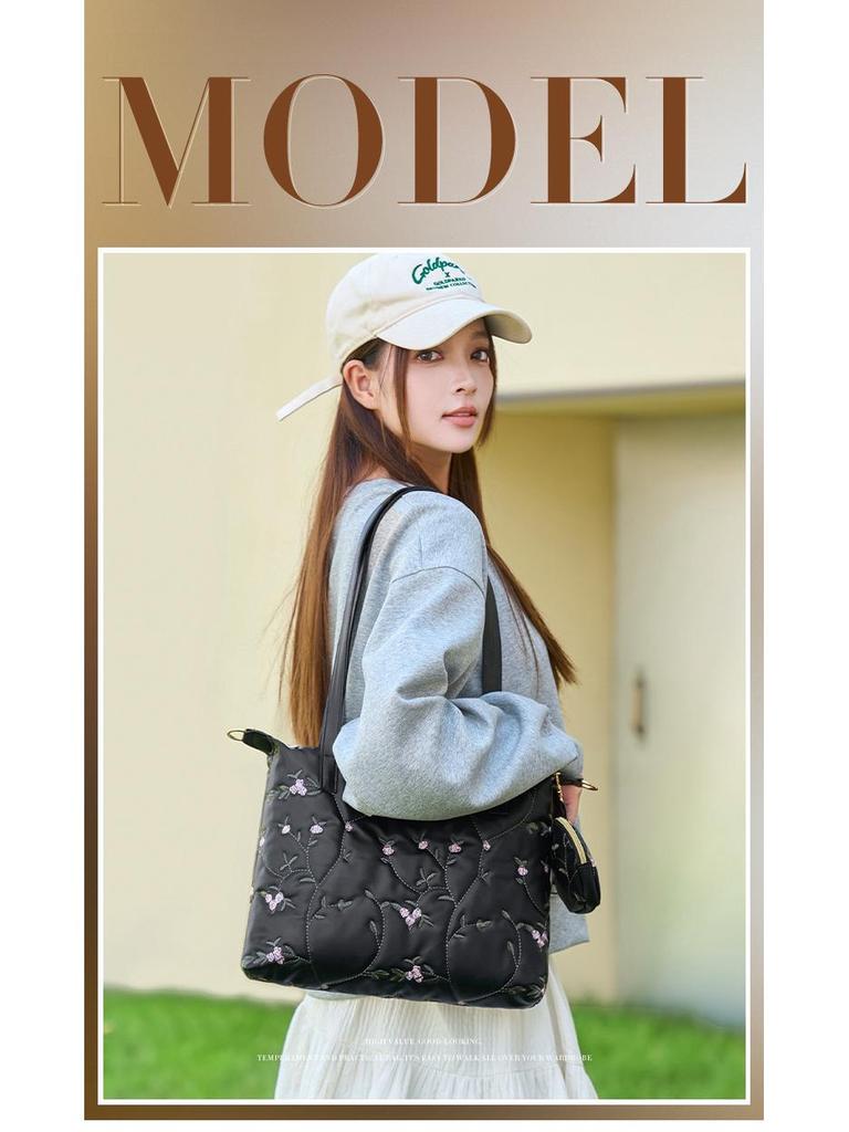 Stylowa Haftowana Kwiatowa Torba Crossbody 2025 - Torebka w Koreańskim Stylu z Pojedynczym Paskiem na Ramię, Mała Okrągła Torebka