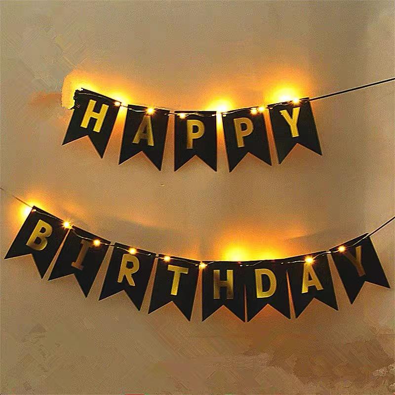 Happy Birthday Fishtail Flag Banner with Hot Stamping for Party Decoration
