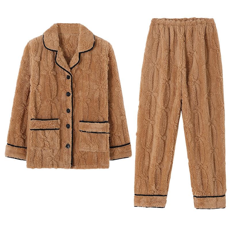 Пижамы женские зимние коралловые бархатные утолщенные плюшевые женские осенне-зимние — фото 6