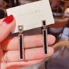 2025 Trendy Black Rectangular Stud Earrings: Simple, Cold Style, Small Dangle, Exquisite Fairy Accessory