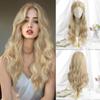 ALAN EATON Lace Front Blonde Ombre Wigs Synthetic Long Straight Wig with Dark Root for Women Daily Cosplay Party Heat Resistant Fiber