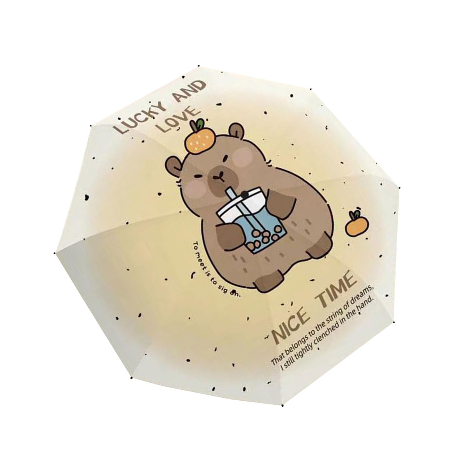 

Компактный дорожный зонт с защитой от ультрафиолета, милый дизайн капибары, водонепроницаемый, ветрозащитный, дождевик для использования в любую погоду 1