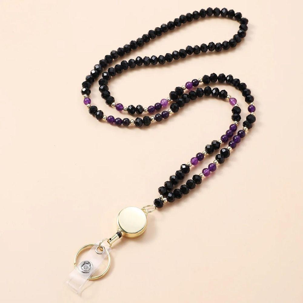 Natural Women's Lanyard Necklace Fashion Key Lanyard Badge Card Holder Key Chain