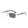 Ultra Light Frameless Photochromic Myopia Glasses Blue Light Blocking Eye Protection Color Changing