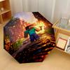 Minecraft Print 8?Ribs Automatic Umbrella Wind Resistant Lightweight Folding Umbrella For Outdoor Travel