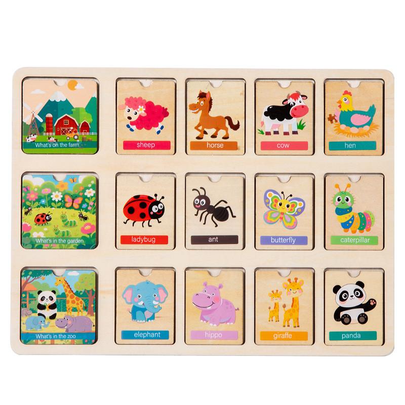 Early Wooden Learning Puzzle With Animal And Occupation Scenes Children For