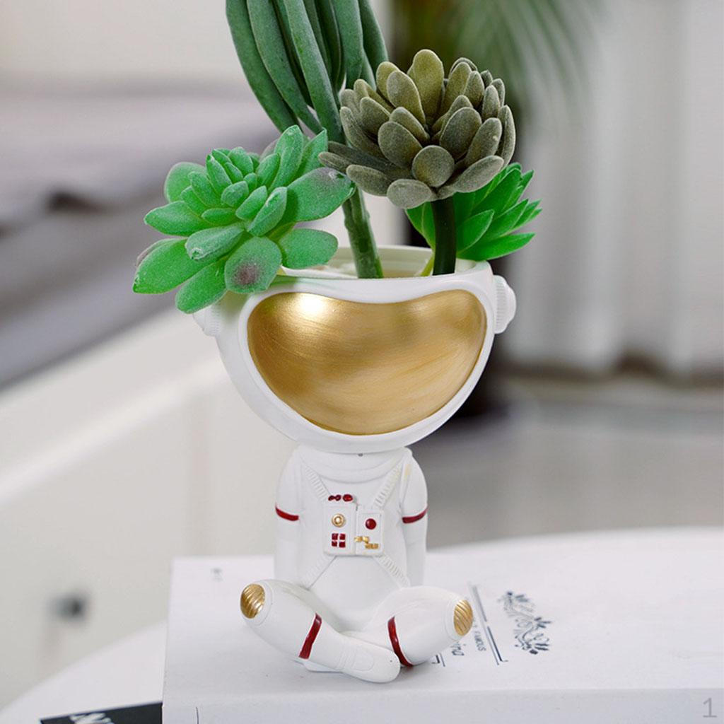 Astronaut Diver Glass Container Desk Decoration Pot Decor Golden cross-legged