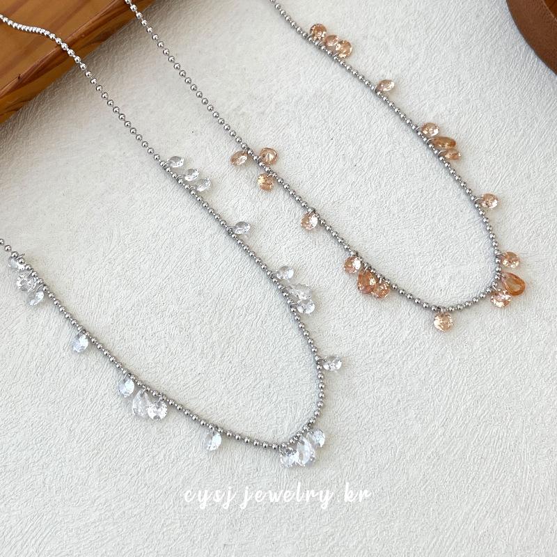Cui Yan S925 Sterling Silver Starry River Necklace - Tearful Sky Stars Trendy Fashion Clavicle Chain for Women