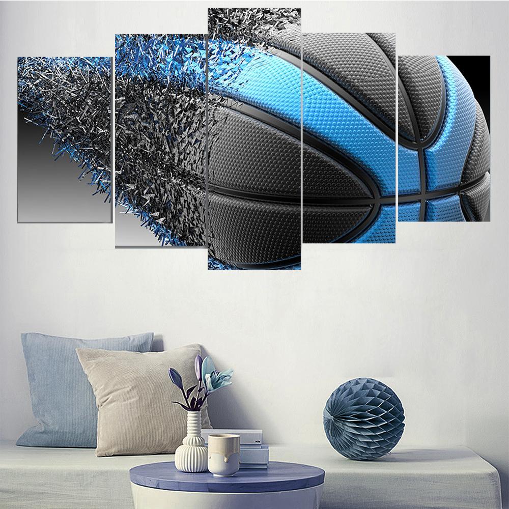 Modular Picture Modern Decoration Photo 5 Panel Basketball Wall Art Painting Canvas Poster  Soccer For Living Room