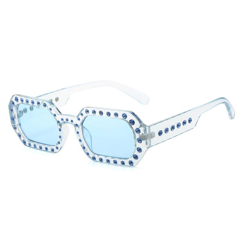 SHAUNA Fashion Polygon Square Candy Color Damen Luxus Kristall Sonnenbrille Retro Blau Grün Shades UV400 Trendy Herren Sonnenbrille
