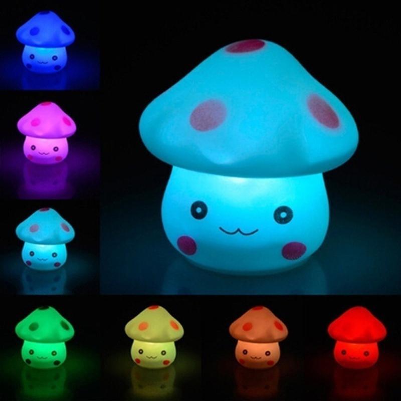 Led Colorful Mushroom Night  Light For Romantic Atmosphere Energy Saving Light