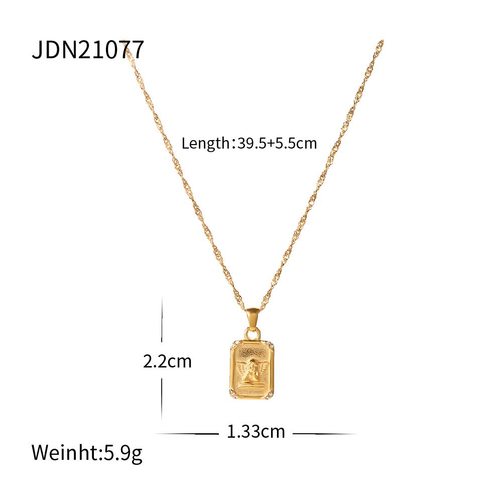 Youthway Stainless Steel Coin Pendant Necklace Autumn/Winter Metal Texture Pendant Waterproof Women'S Jewelry