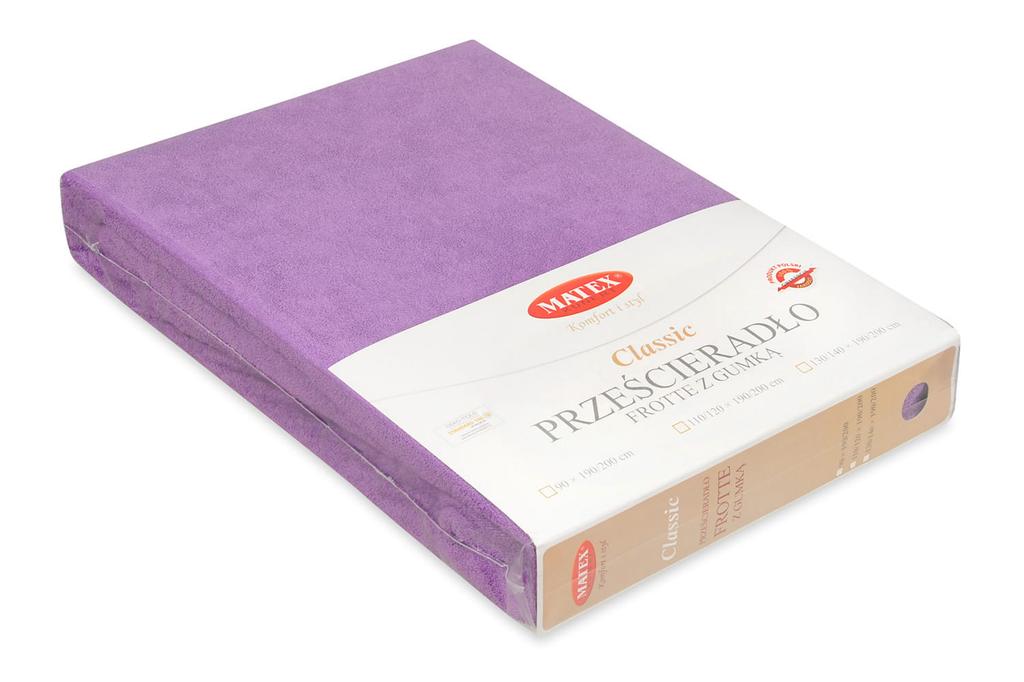Prześcieradło frotte z gumką 110/120x190/200 classic fioletowe