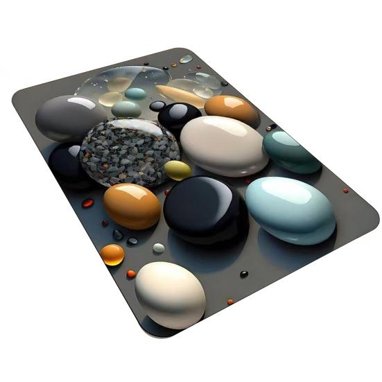 3D Optical Illusion Rug Pebble Stone Visual Illusion Doormat Non-Slip Water Absorbent Floor Mat for Bathroom Bedroom Living Room Entrance Decor