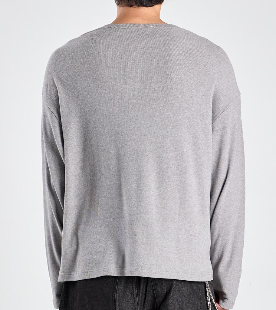 Beoteunseoul Ecocosy Henley Neck Knit T-Shirt (Gray)
