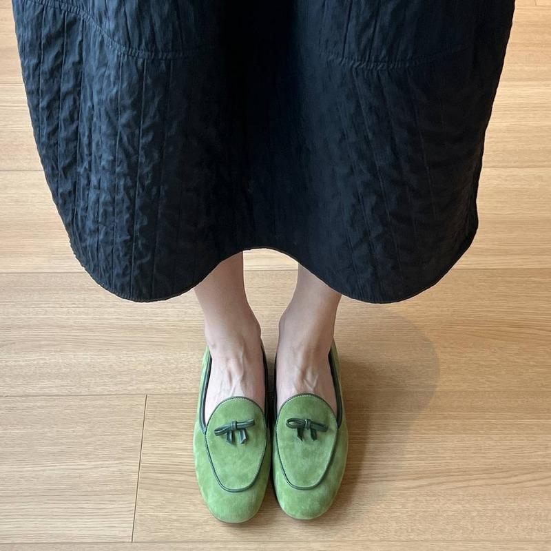 Cowhide Simple Inner Height Increase Small Leather Shoes Women's Fashion Bow Age Reduction Commuting Versatile One-pedal Single Shoes