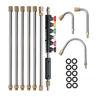 10-teiliges Hochdruckreiniger-Verlängerungsset, Schnellkupplungs-Hochdruckreiniger-Spritzpistole mit 6 Düsenspitzen, Grabenreinigungswinkel