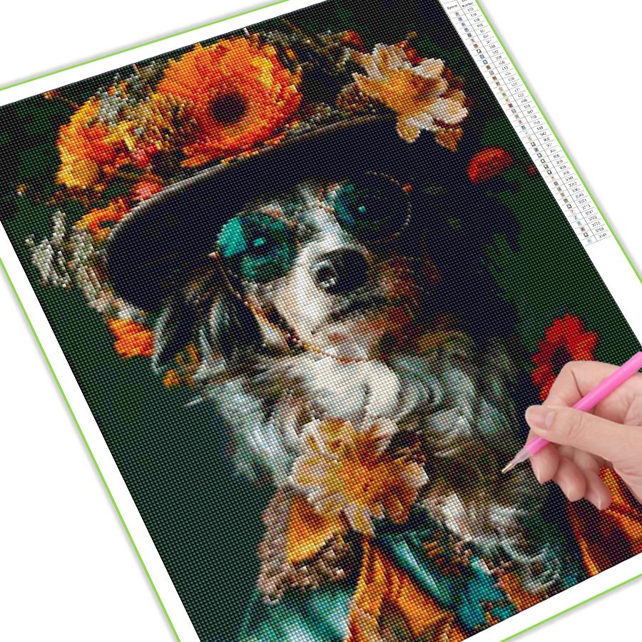 Dog Hat Flower Diamond Painting New Arrivals Animals Diy Full Square Round Drill Rhinestone Embroidery Sale Mosaic Cross Stitch Kits Wall Decor