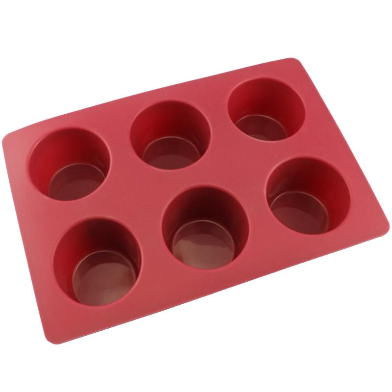 6 Holes DIY Silicone Molds Round Shape Cupcake Baking Pans Baking Accessories Non-stick for Chocolate Cake Jelly Pudding