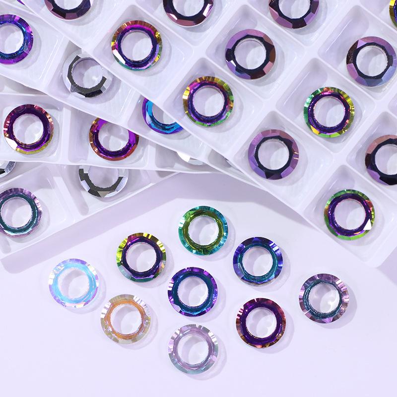 Iridescent Angel Ring Rhinestone Nail Art Glass Pendant Accessory