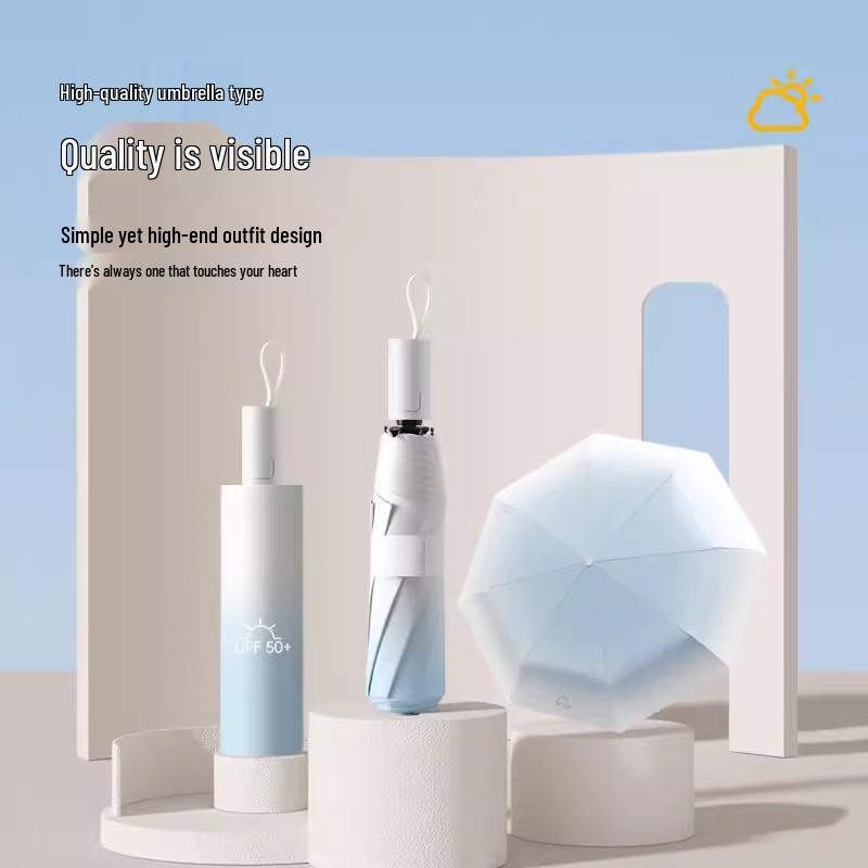 Gradient Color Automatic Foldable Umbrella for Sun & Rain with UV Protection for Women