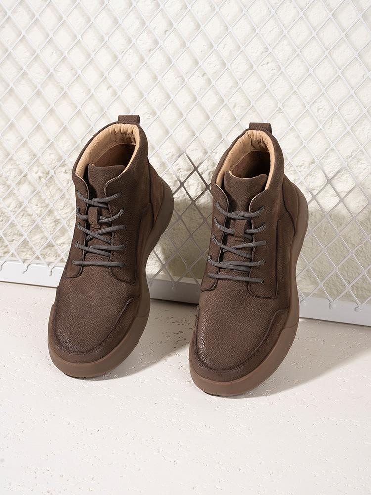 Pánské podzimní a zimní kožené sametové teplé Martensky z prvotřídní hovězí kůže retro všestranná módní outdoorová středně vysoká pánská obuv