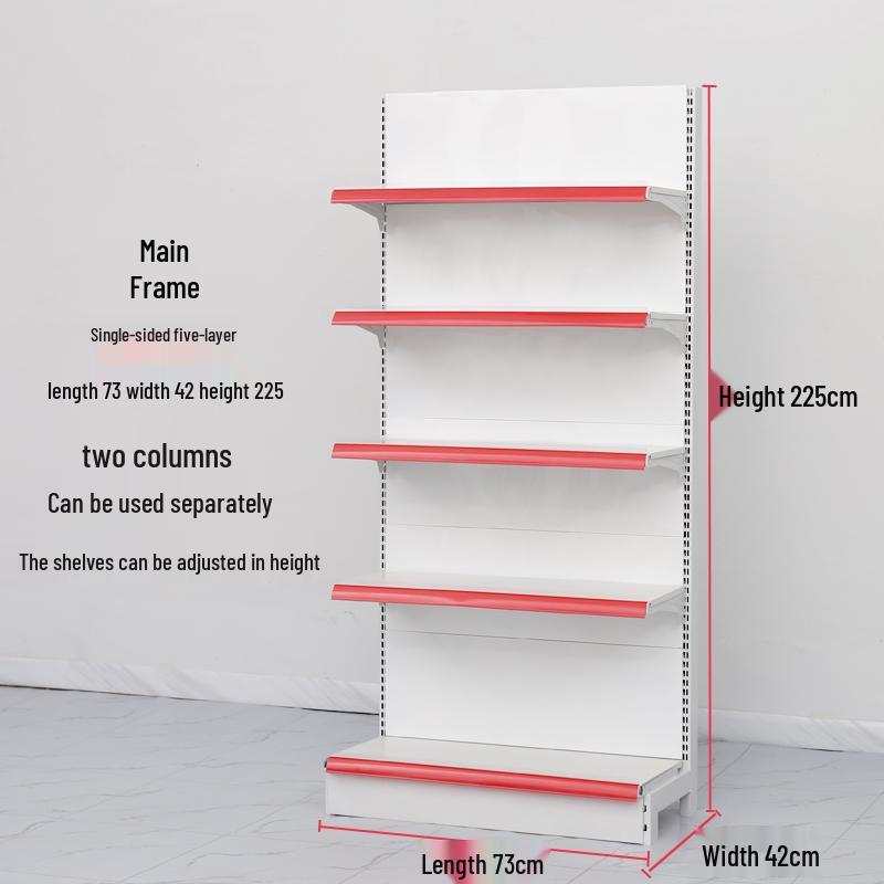 Adjustable Supermarket Display Rack for Snacks and Food, Single/Double-Sided, Ideal for Convenience Stores and Mother & Baby Products.
