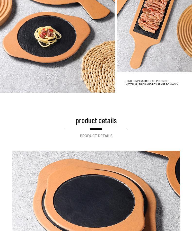 Creative Melamine Plate with Handle - Japanese Imitation Porcelain for Pizza, Steak, and Barbecue