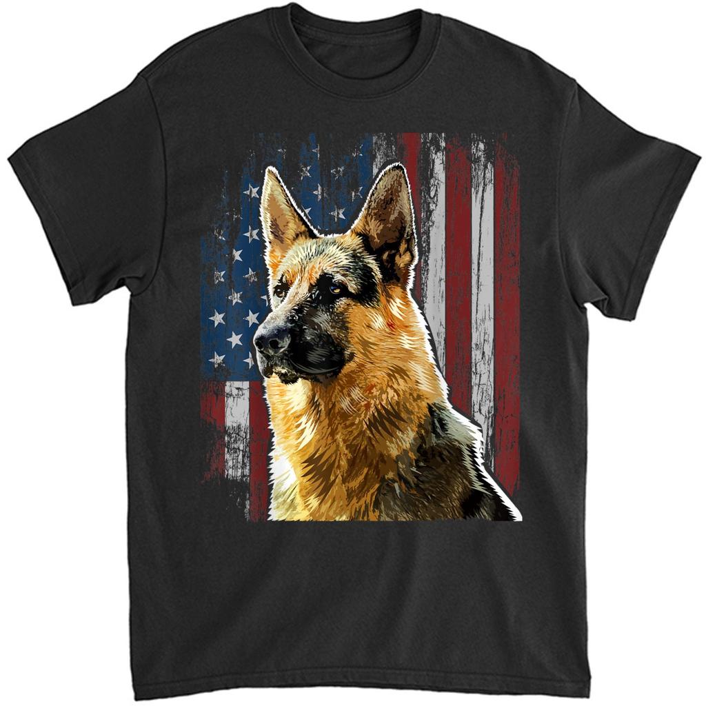 Patriotic German Shepherd T-Shirt: American Flag Dog Gift
