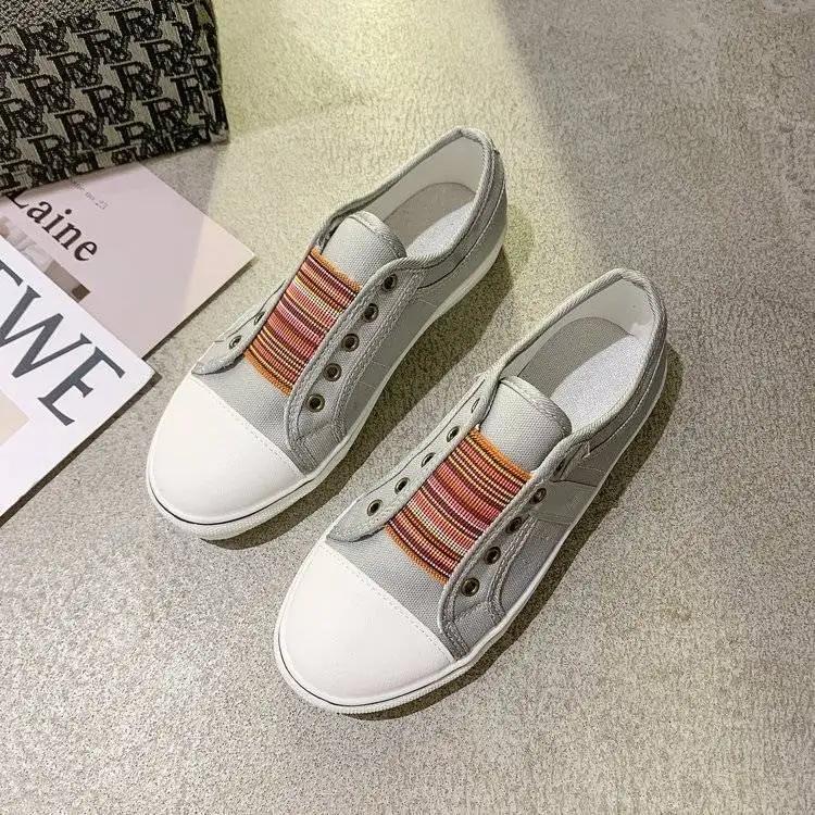 Fashion Slip On Women's Sneakers Shoes High Quality Aesthetic Korean 39 Comfortable and Elegant Casual Daily Routine Ladies Footwear