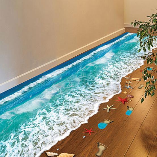 

3D пляжный пол потолок стикер стены съемный наклейка DIY искусство декор гостиной
