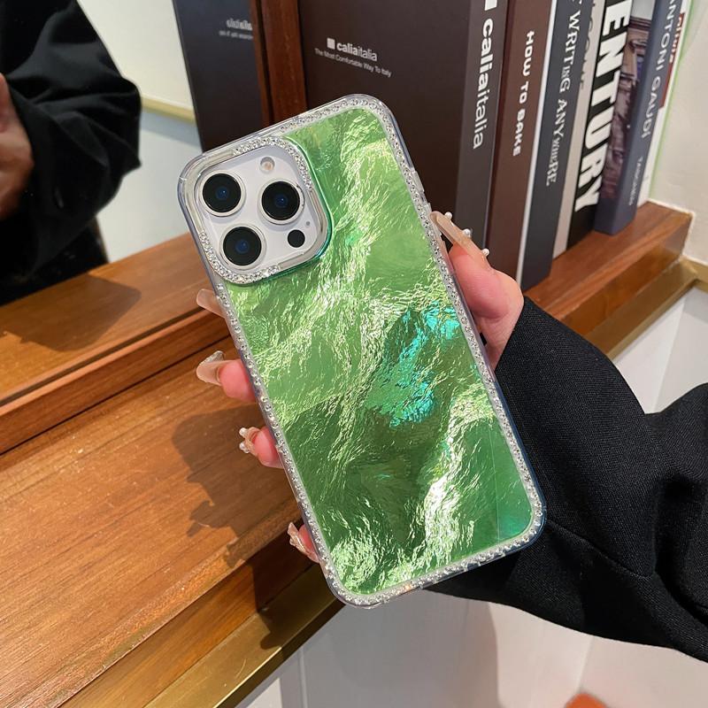 

Подходит для iPhone 16 Стразовый Градиент Перо Песок Чехол для телефона Apple 15 ProMax Лазерный Продвинутый Сенсор 14 Защитный Чехол iPhone16