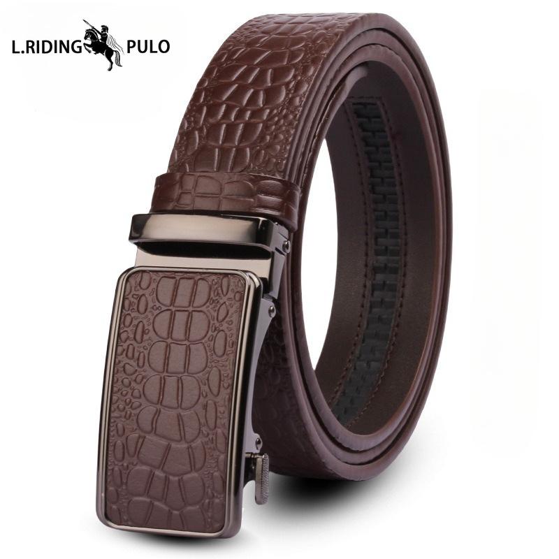 Belt Men's Business Toothless Automatic Belt Men's Crocodile Pattern Durable Leather High-end Trousers Genuine