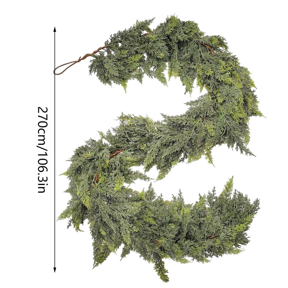 Artificial Cedar Garland Real Touch Winter Pine Garland for Mantle Holiday Atmosphere Props Party Supplies Mantle Fireplace Wall