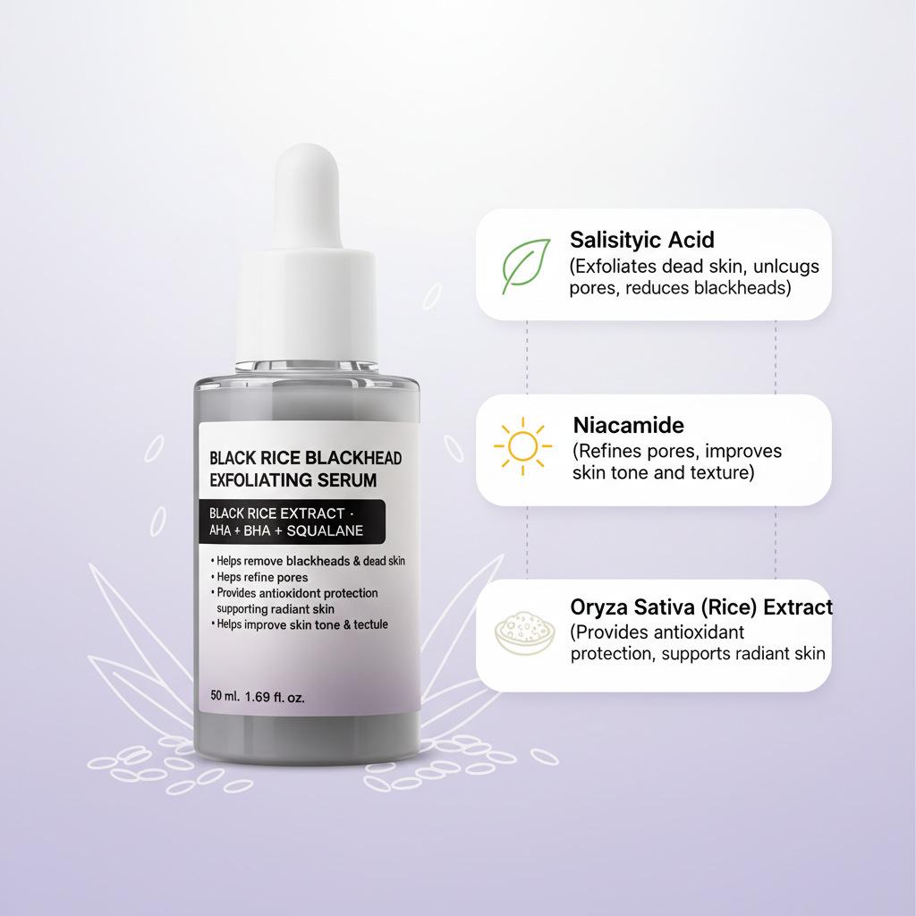 Czarny Ryż Ex Serum 50ml - Serum Naprawcze Antyoksydacyjne, Serum do Twarzy, Rozjaśniające, Głęboko Odżywcze, Przeciwstarzeniowe