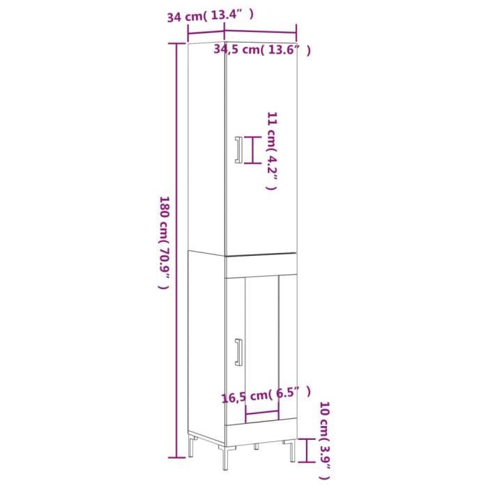 VidaXL Highboard White 34.5x34x180 Cm Engineered Wood 3199105
