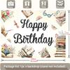 2D Plane 1 Piece of Birthday Celebration Banner with Theme Floral and Reading Background Fabric Suitable for Library Parties