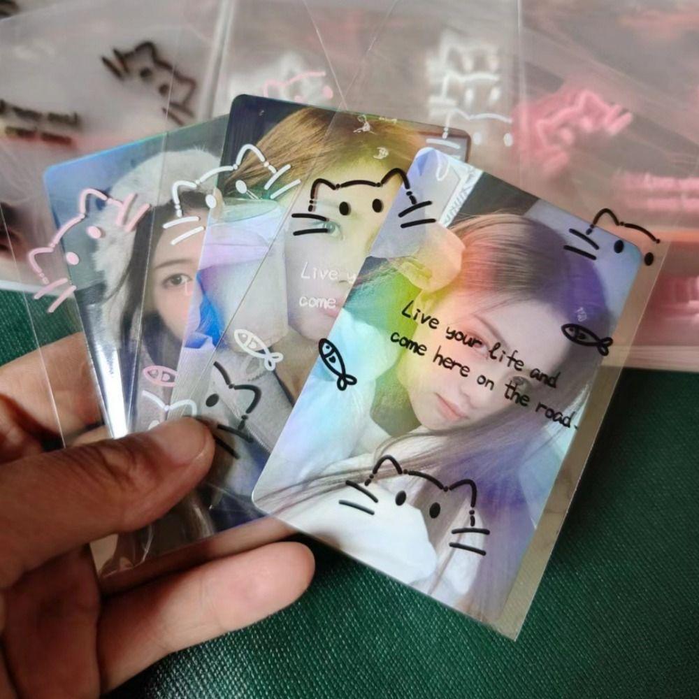 50 STÜCKE Albumkarten-Aufbewahrungstasche Schmuckversiegelungsbeutel Cartoon-Katzen-Druck Keks-Snack-Verpackung