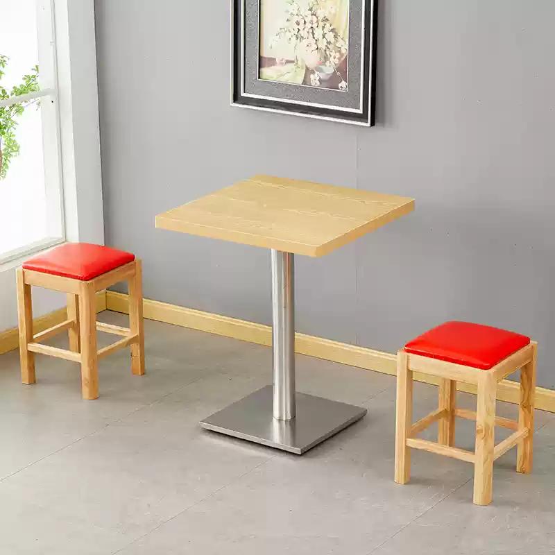 Solid Wood Rectangular Dining Table & Stools Set - Suitable for Fast Food, Malatang, Cold Drinks, Desserts, Rice Noodle