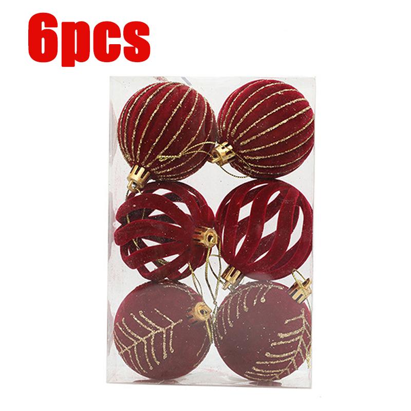 6cm 6/12pc Christmas Balls Ornaments Velvet Xmas Tree Hanging Ball Festival Party Home Wedding Decor Wreath Garland Pendant Gift