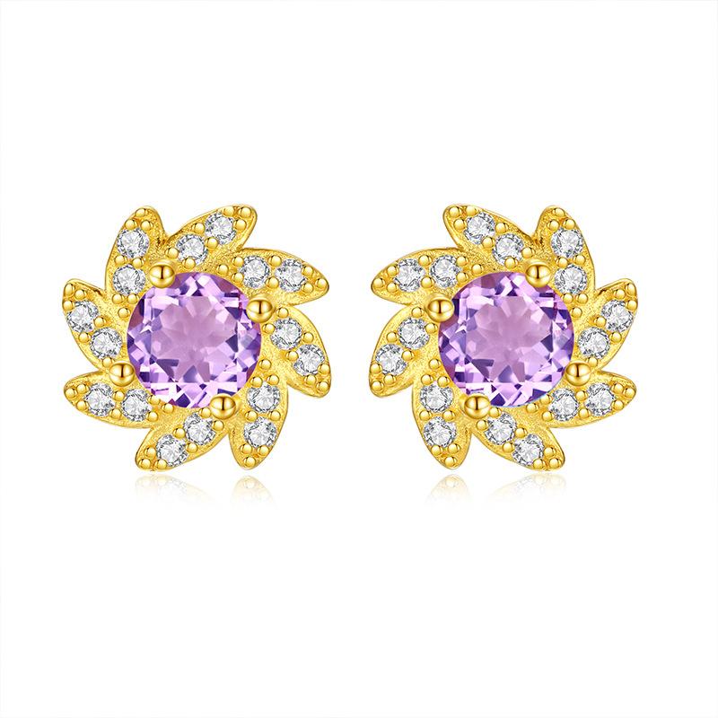 

Natural stone small fresh sunflower earrings s925 sterling silver gold-plated stud earrings women s exquisite design sense fashion retro jewelry gifts 925 silver