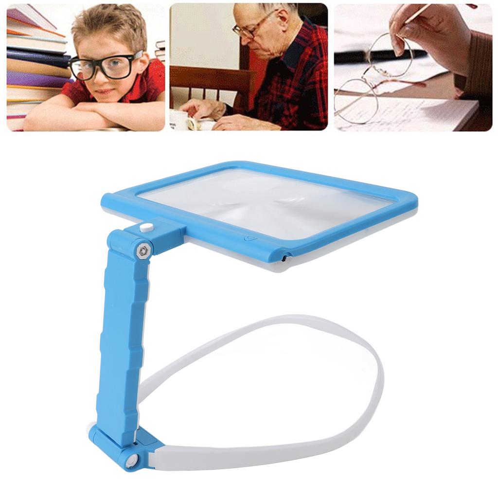Neck Hanging Magnifying Glass Detachable 5X Magnification Hands Librate Magnifying Glass with 48 LED Chips for Senior