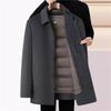 2025 Winter High-End Men's Wool Coat with Detachable Down Liner - Double-Sided Casual Jacket for Middle-Aged and Elderly