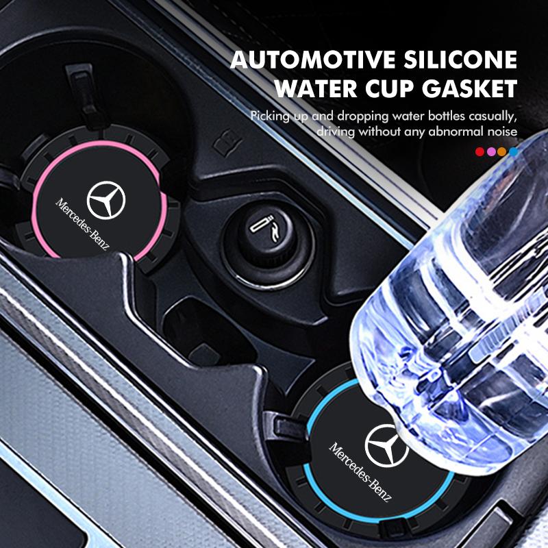 D4Car Coaster Non-Slip Water Cup Holder Anti-dust Mat Accessorie For Benz CLK GLC W212 C200 C300 W203 W204 W205 W169 W176 GLC