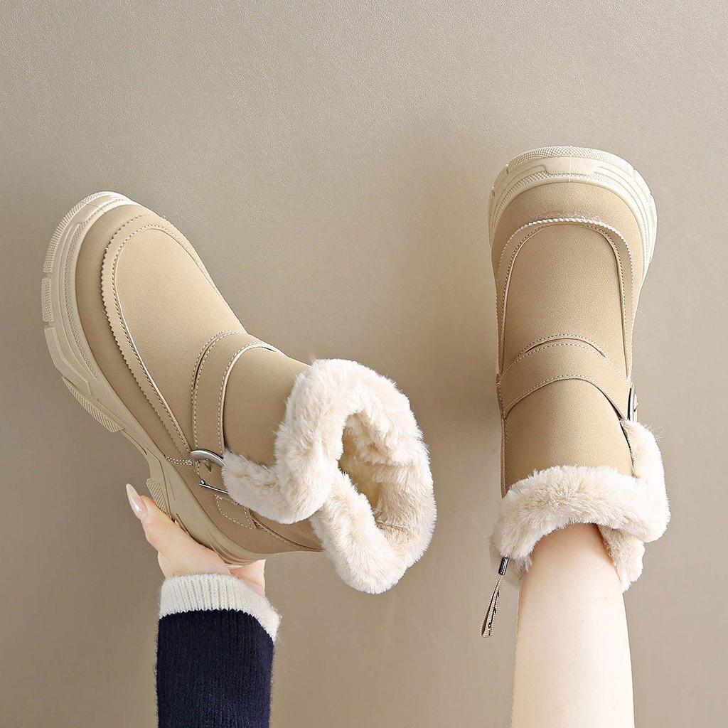 Women's Thick-Soled Non-Slip Winter Snow Boots with Plush Velvet Lining