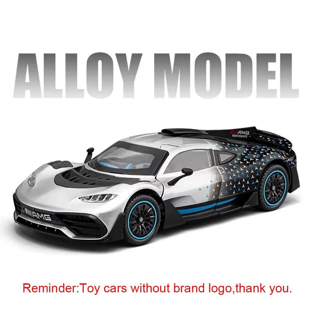 

1:24 SLR ONE Miniature Model Sports Car Toys Alloy Diecast Sound Light Doors Opened Pull Back Ornament Supercars for Kids Gifts