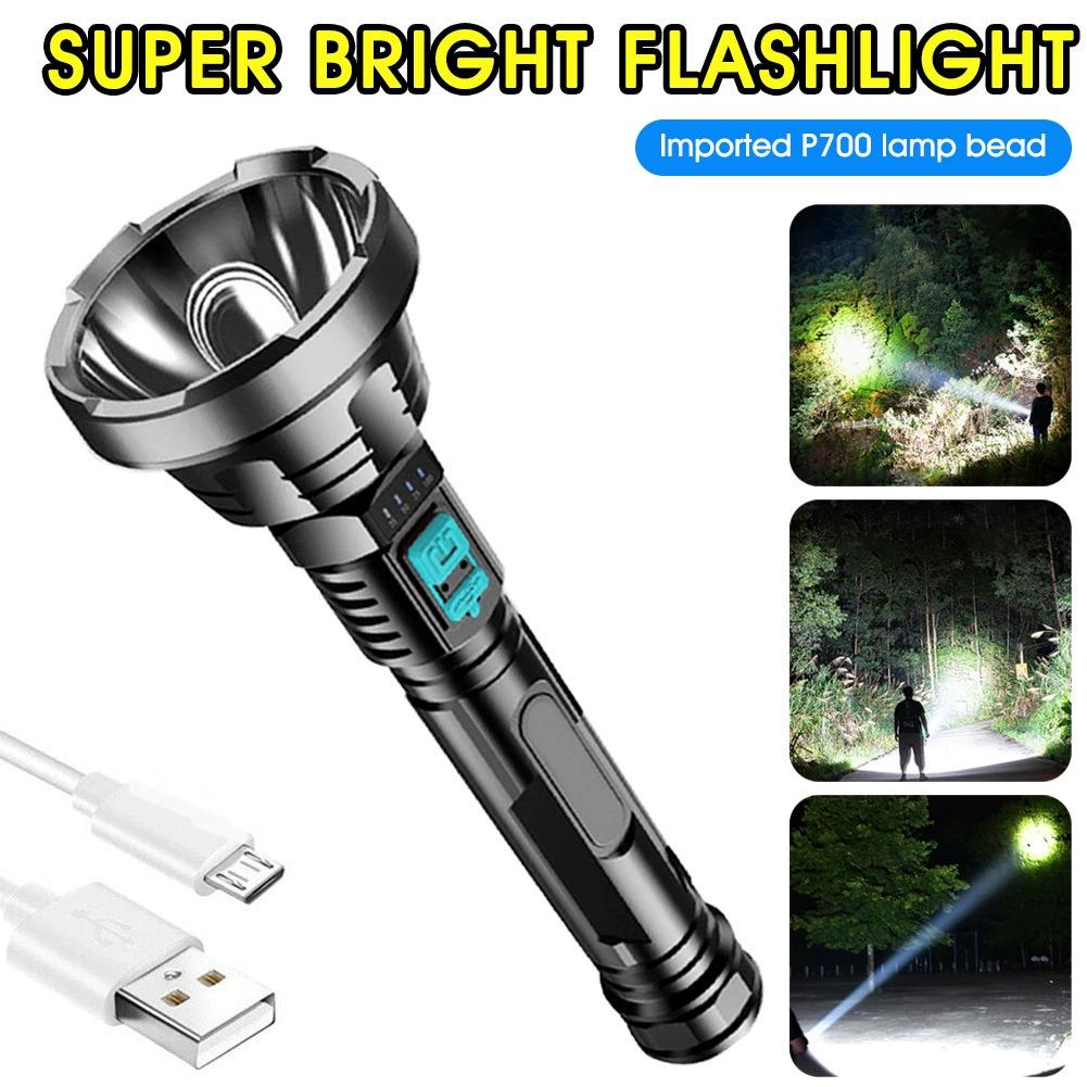 ABS Strong Light Flashlight USB Charging Battery Display LED Large Long Range Home Outdoor Flashlight
