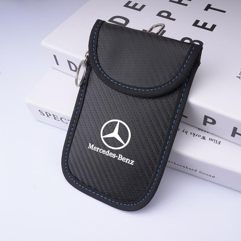 CRN1 Leather Car Key Case Signal Blocker Bag Shielding Pocket For Mercedes Benz W212 W213 W205 W177 W247 W176 CLS